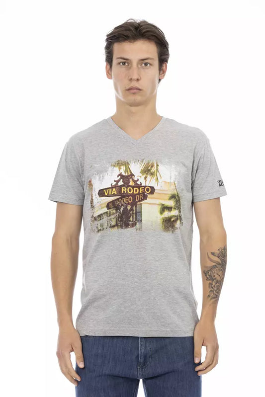 Gray Cotton Men T-Shirt