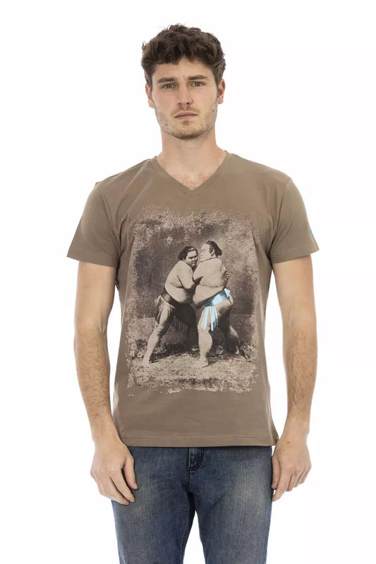 Brown Cotton Men T-Shirt