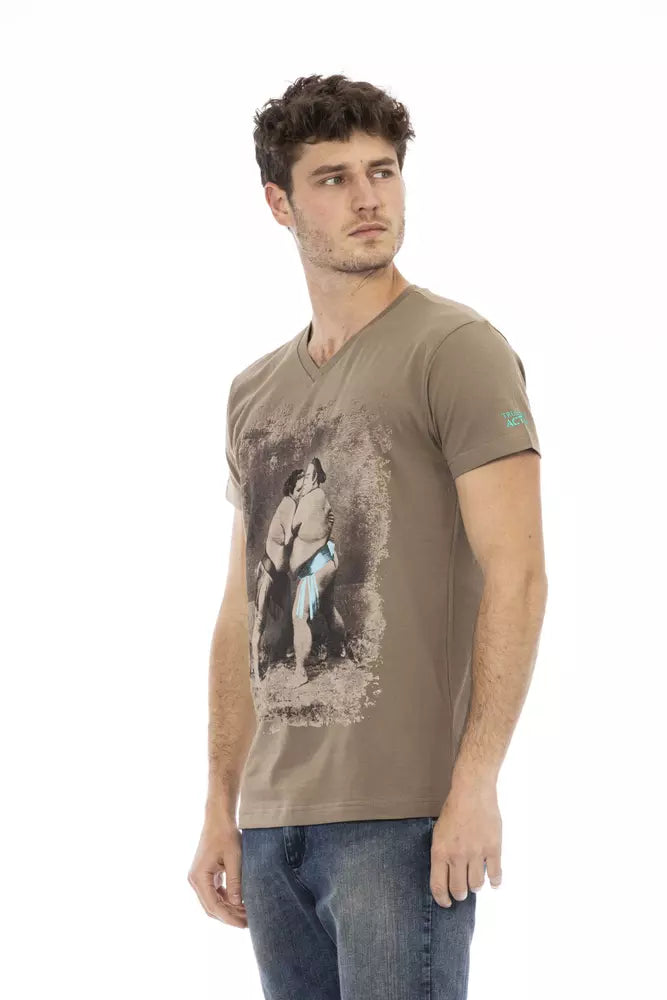 Brown Cotton Men T-Shirt