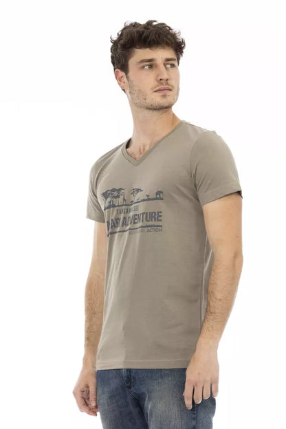 Brown Cotton Men T-Shirt