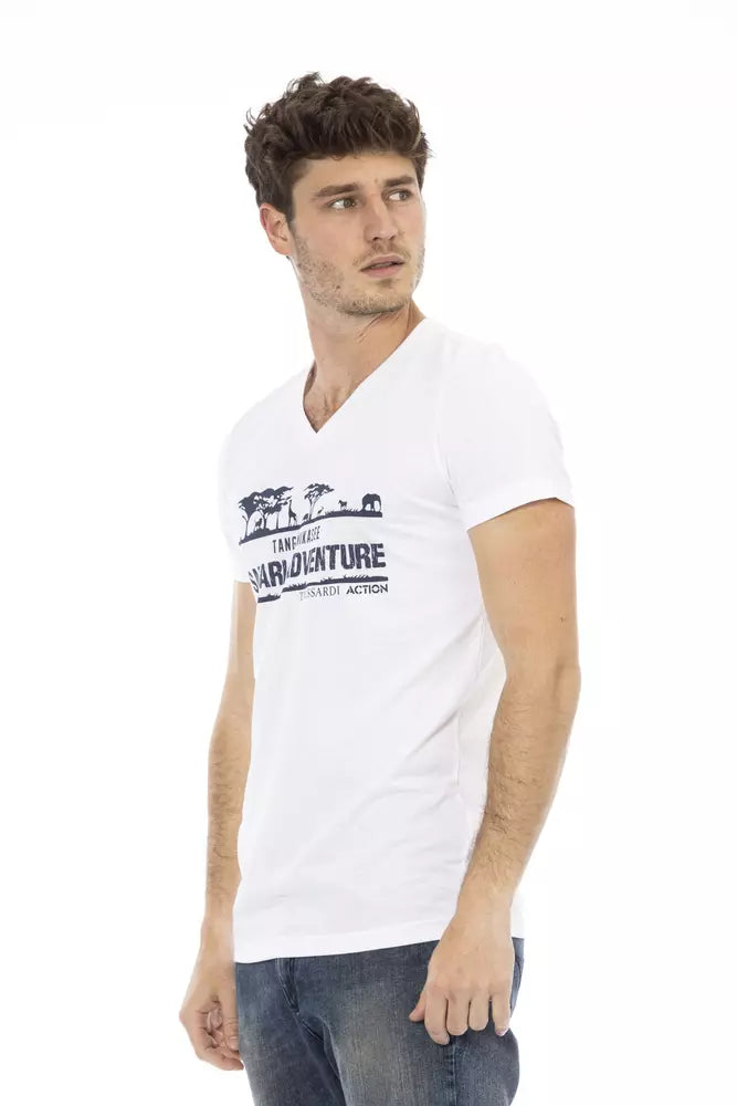 White Cotton Men T-Shirt