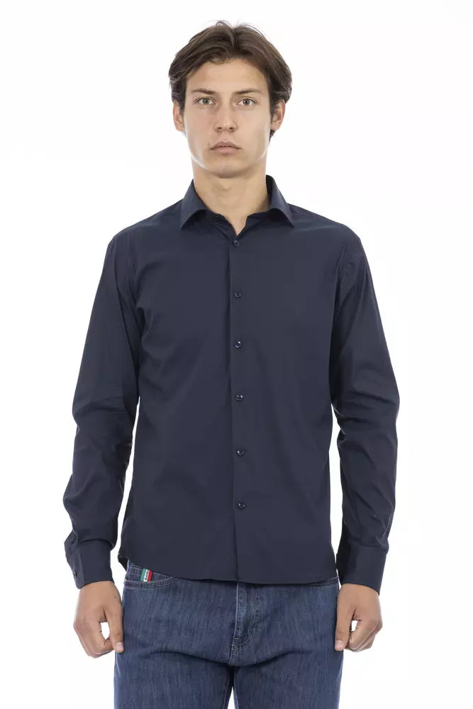 Blue Cotton Men Shirt