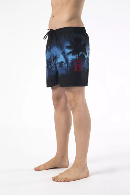 Black Polyester Men Swim Short