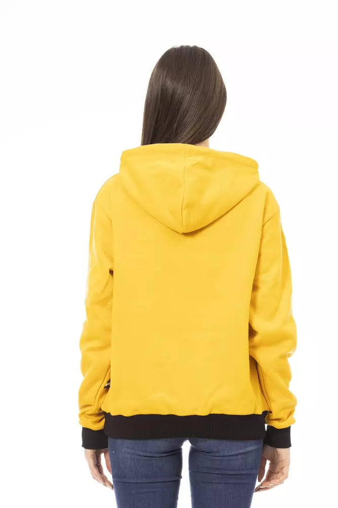 Yellow Cotton Women Hoodie