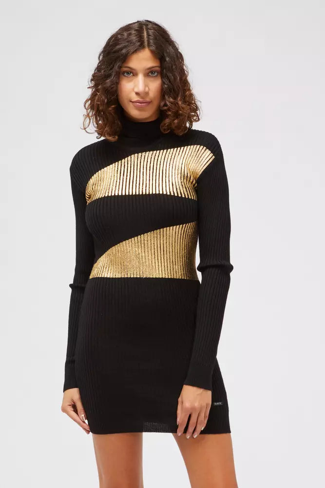 Black Viscose Women Sweater Dress