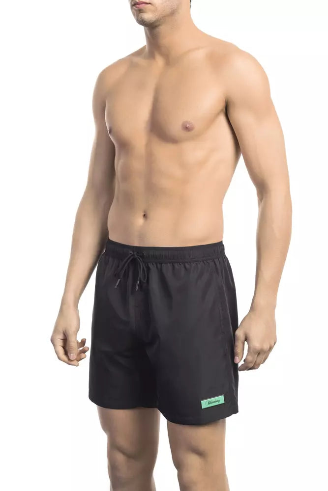 Black Polyester Men Swim Short