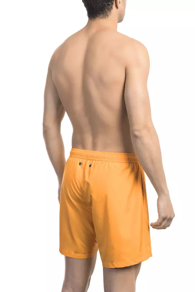 Orange Polyester Men Swim Short