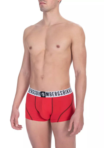 Red Cotton Men Underwear Trunk Twin Pack