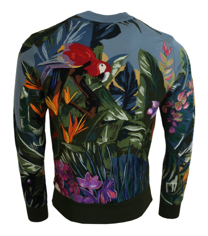 Jungle Embroidered Wool-Silk Sweater