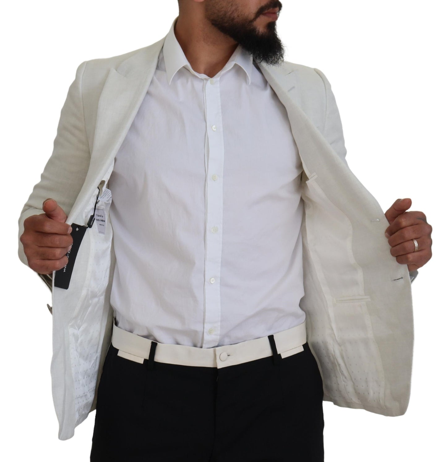 Elegant White Sicilia Single Breasted Blazer