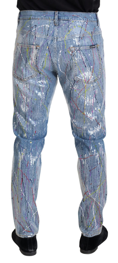 Exquisite Color Splash Denim Pants