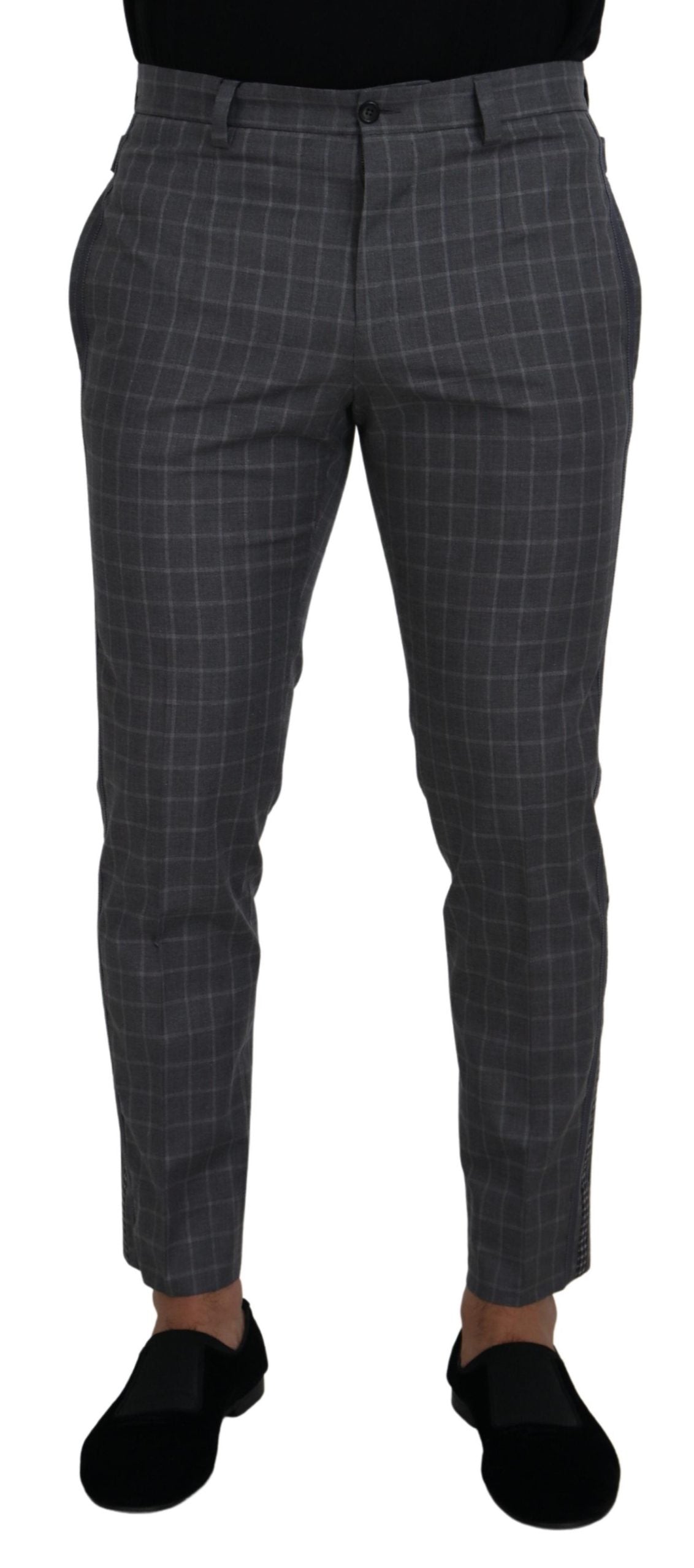 Elegant Checkered Cotton Pants for Men