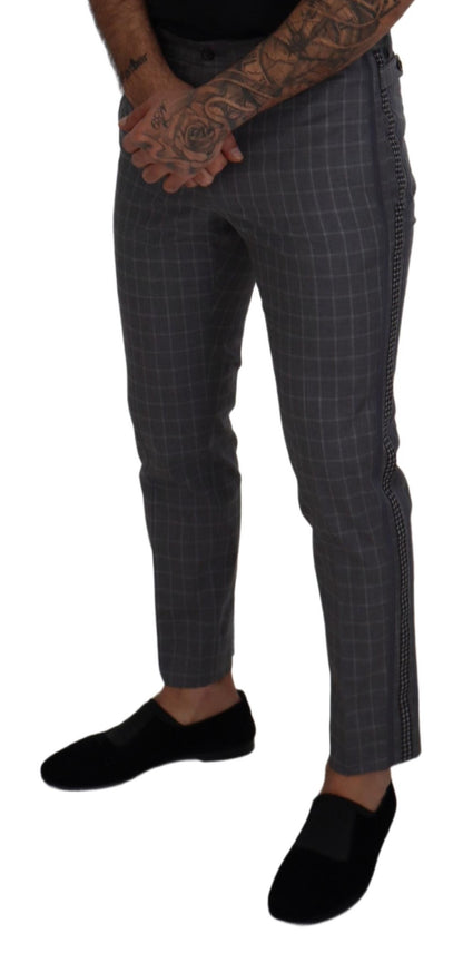 Elegant Checkered Cotton Pants for Men