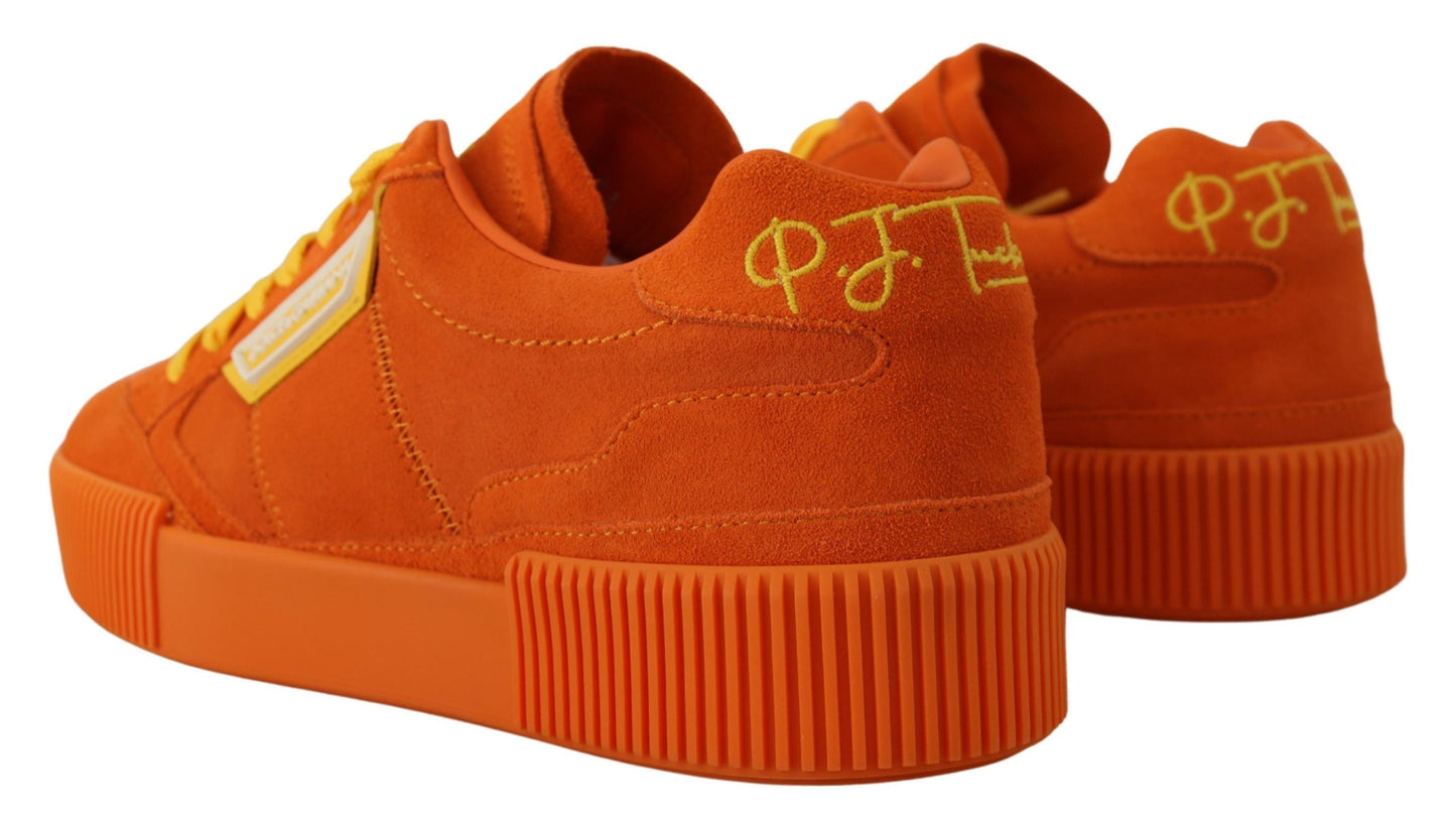 Chic Orange Suede Lace-Up Sneakers