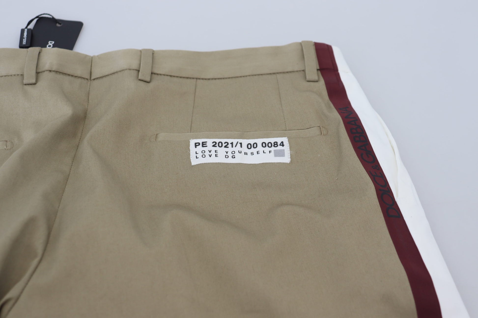 Two-Tone White & Brown Chic Cotton Pants