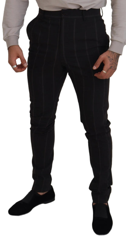 Elegant Black Striped Chino Pants