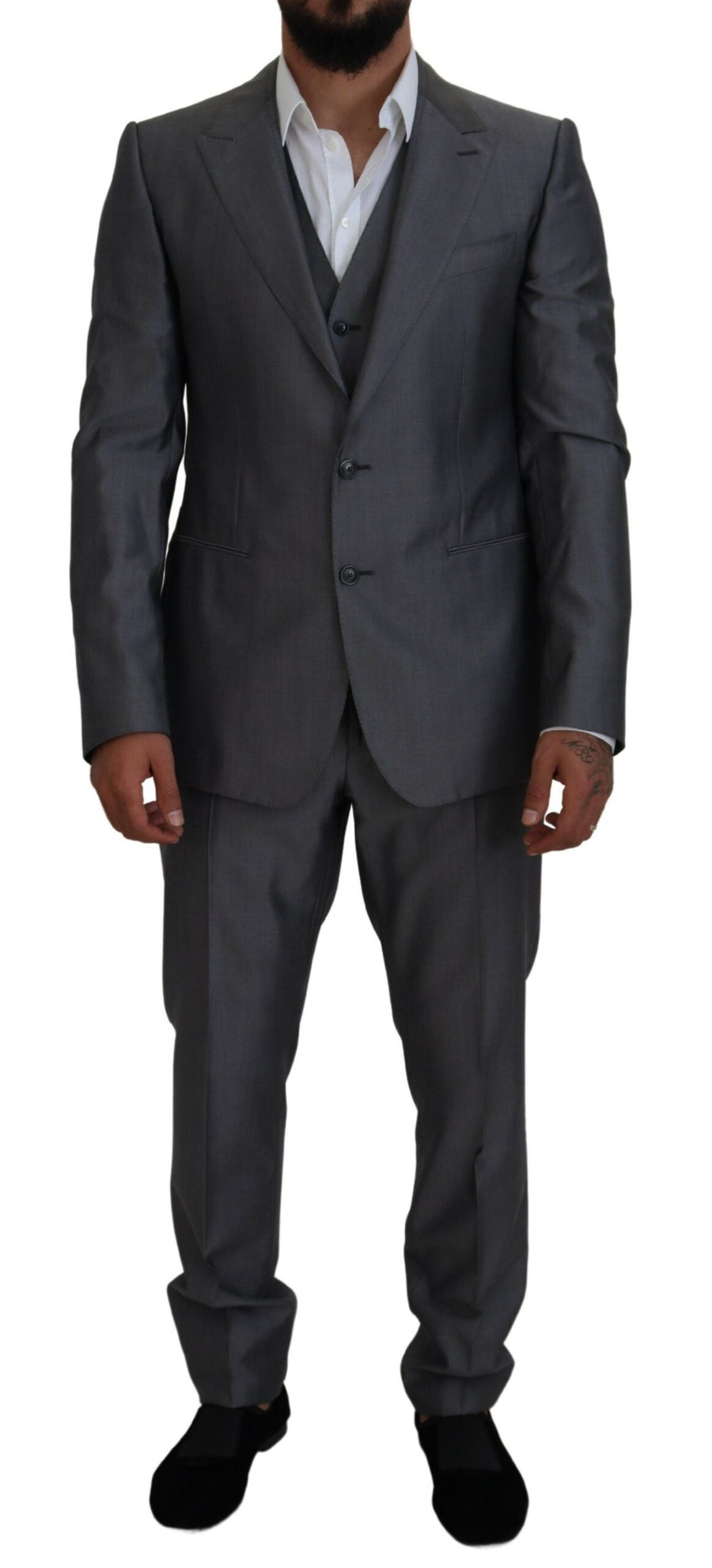 Elegant Gray Silver Sicilia Suit Ensemble