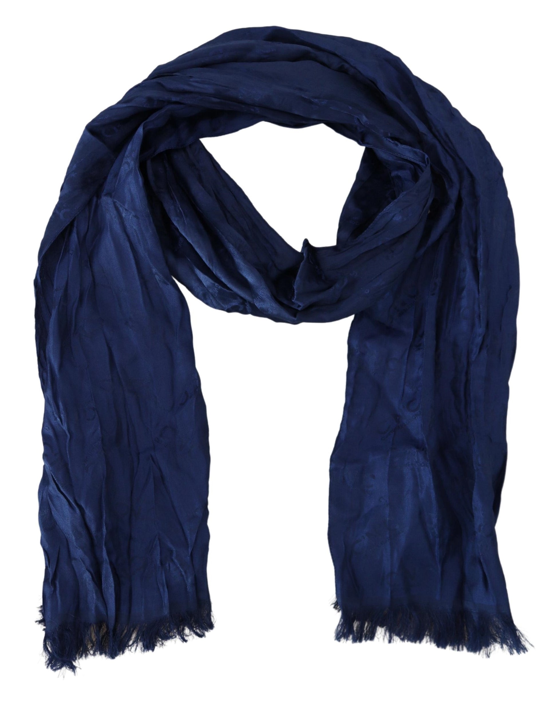 Elegant Silk Fringe Scarf in Chic Blue