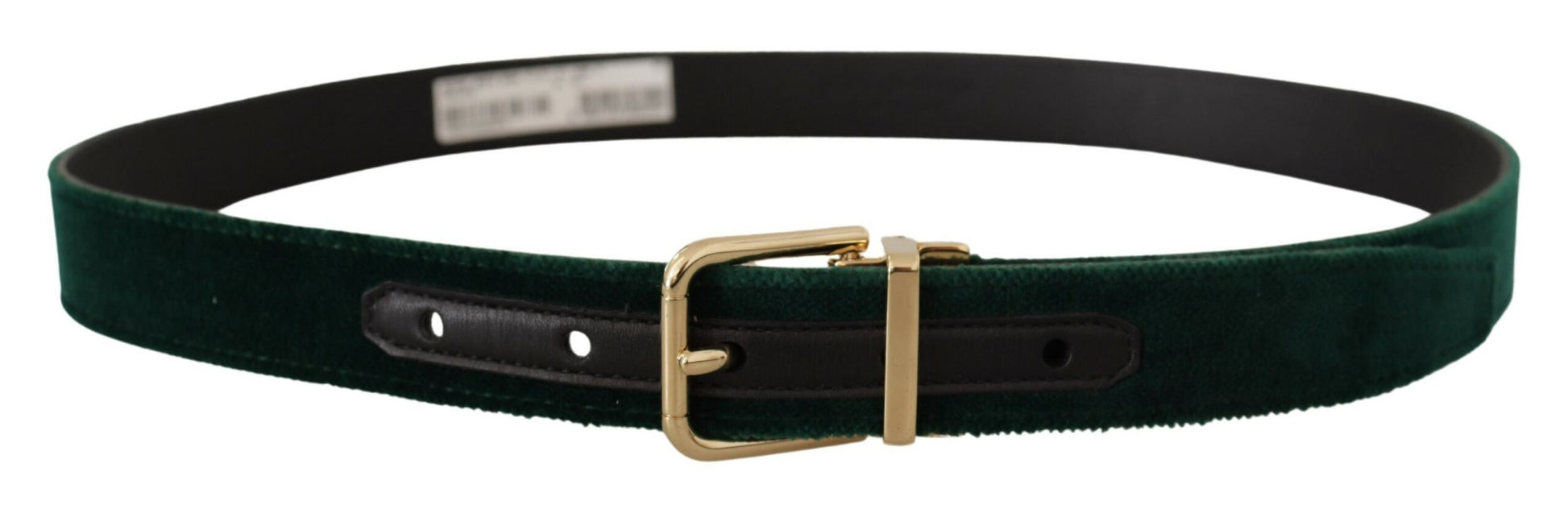 Emerald Velvet Designer Belt with Golden Buckle