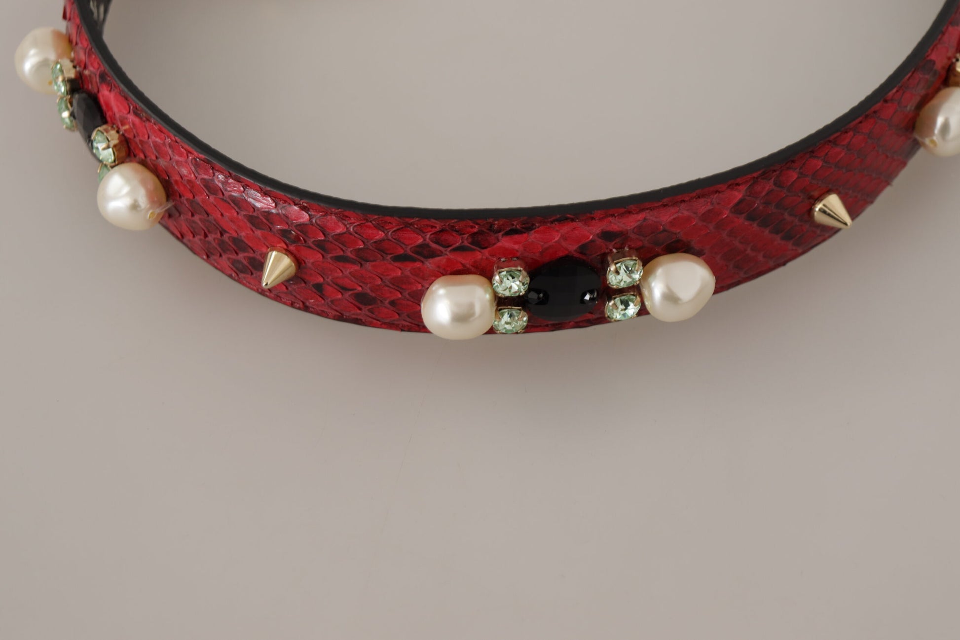 Elegant Red Python Leather Shoulder Strap