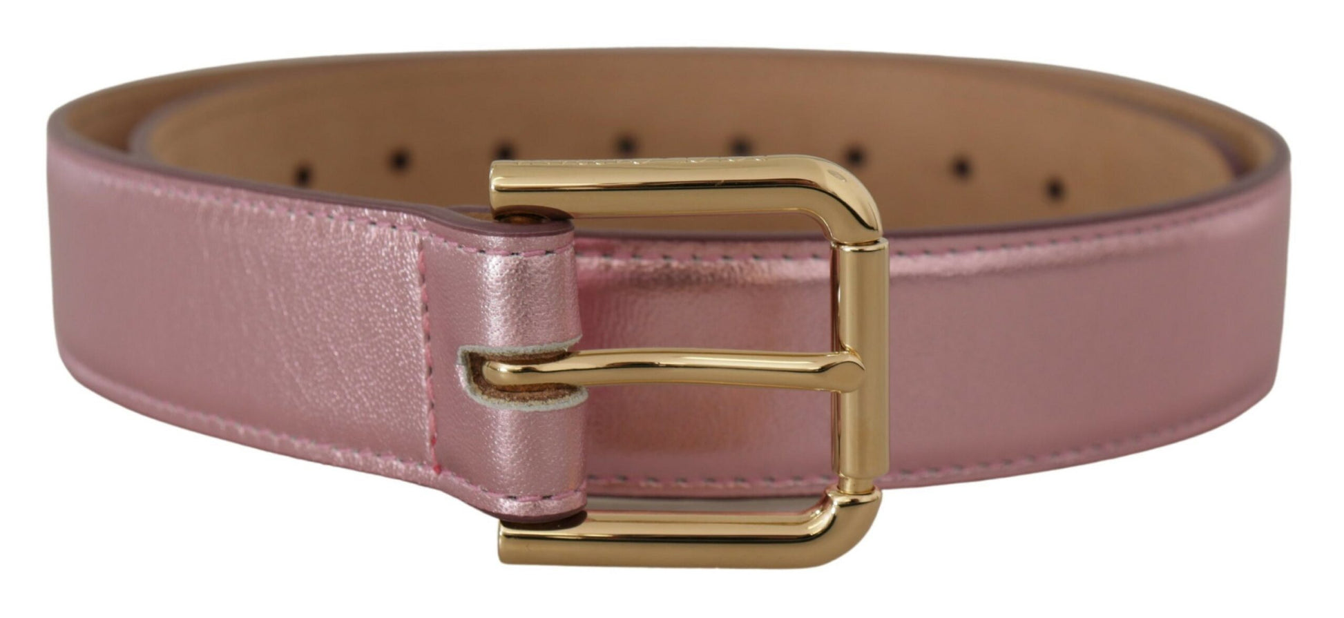 Elegant Metallic Pink Leather Belt