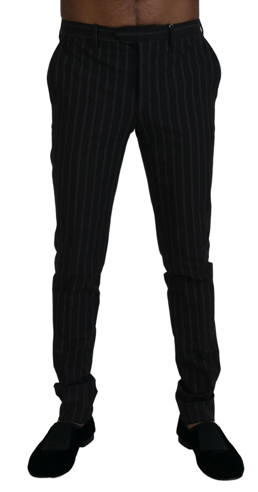 Elegant Striped Viscose Dress Pants for Men