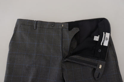 Elegant Checkered Wool Dress Pants for Men