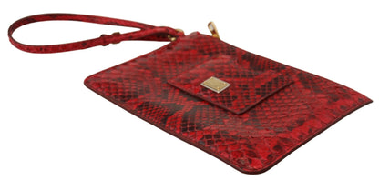 Elegant Red Leather Ayers Snake Clutch