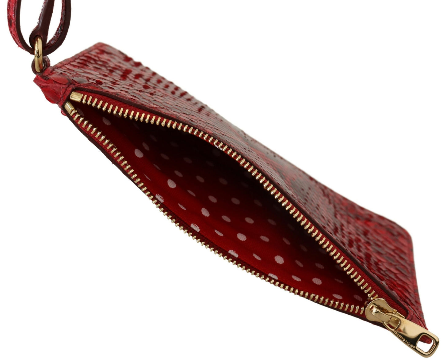 Elegant Red Leather Ayers Snake Clutch