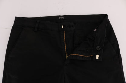 Chic Black Slim Fit Cotton Stretch Pants