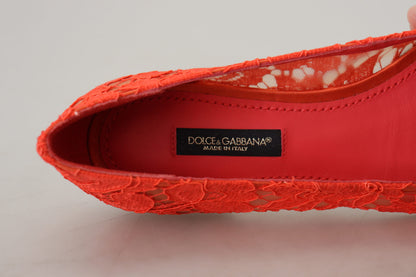 Elegant Lace Vally Flats in Coral Red