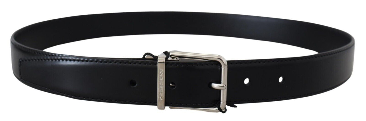 Elegant Black Calf Leather Belt