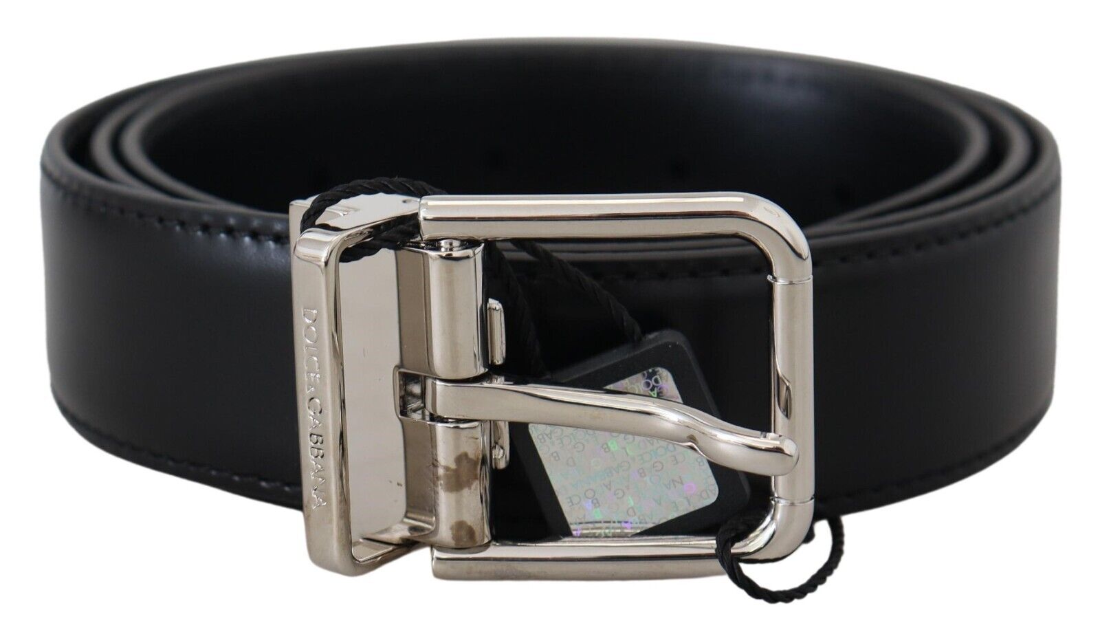 Elegant Black Calf Leather Belt