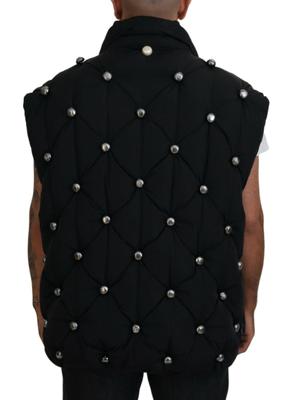 Elegant Black Sleeveless Vest Jacket