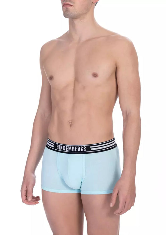 Light Blue Cotton Men Underwear Trunk Set