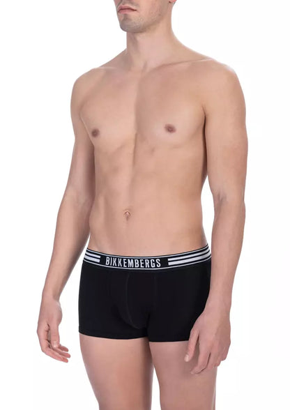 Black Cotton Men Underwear Trunks Twin Pack