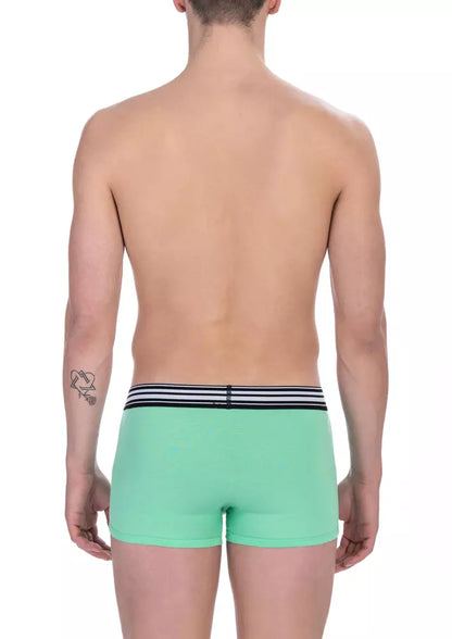 Green Cotton Men Underwear Trunk Duo