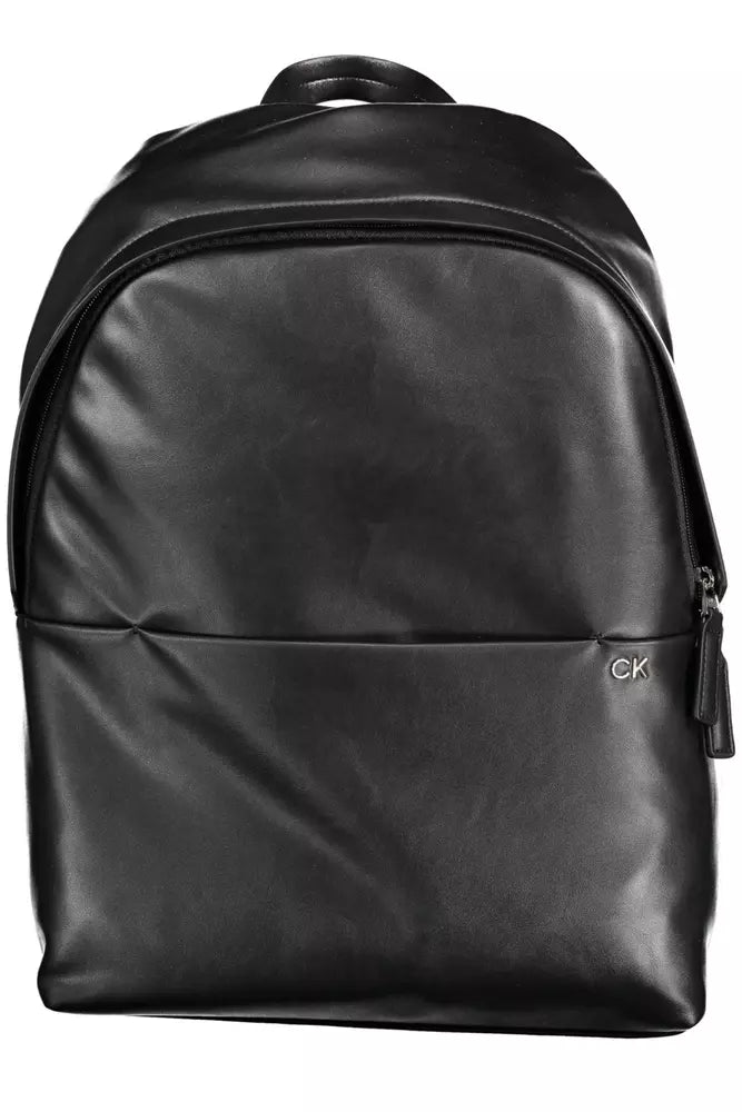 Black Polyester Men Backpack