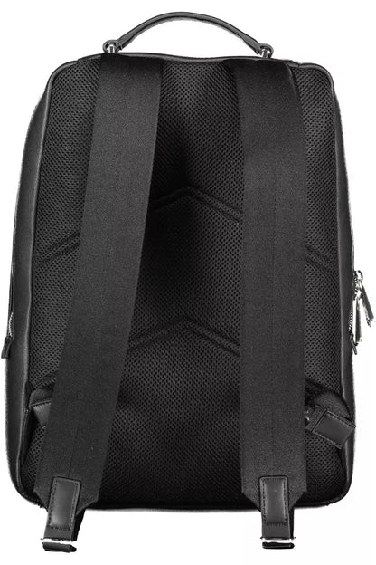 Black Polyester Men Backpack