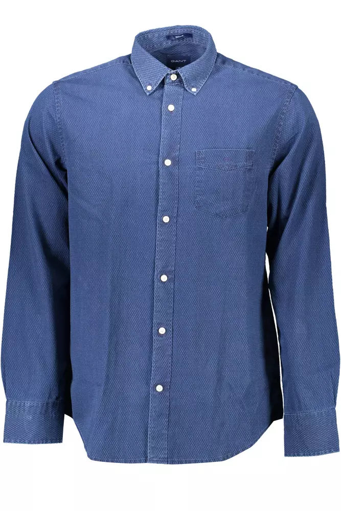 Blue Cotton Men Shirt