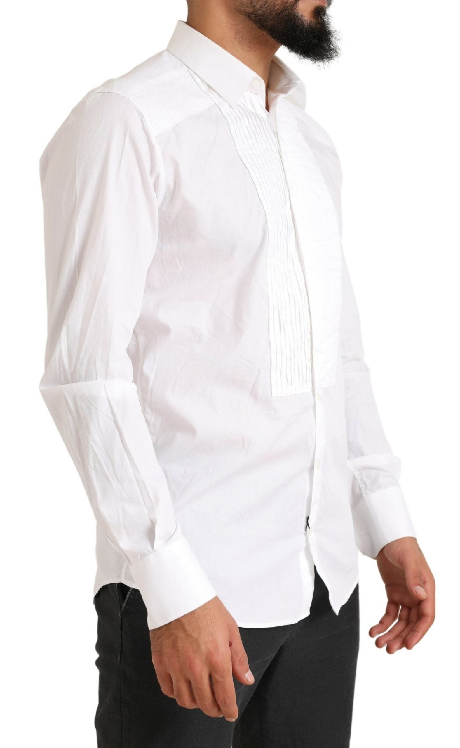 Elegant White Slim Fit Cotton Dress Shirt