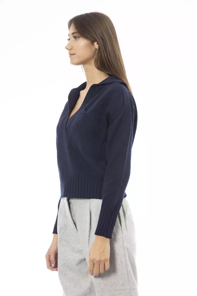 Blue Wool Women Sweater