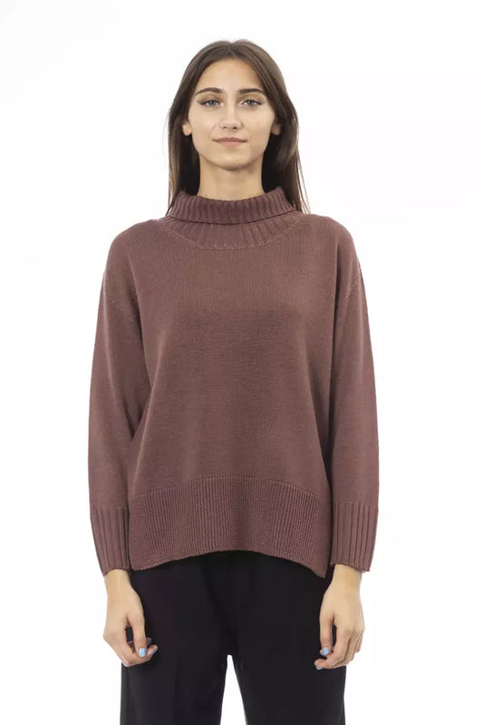 Brown Merino Wool Women Sweater