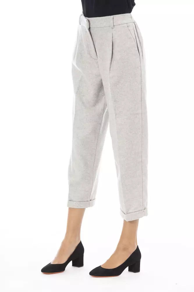 Gray Wool Women Pants