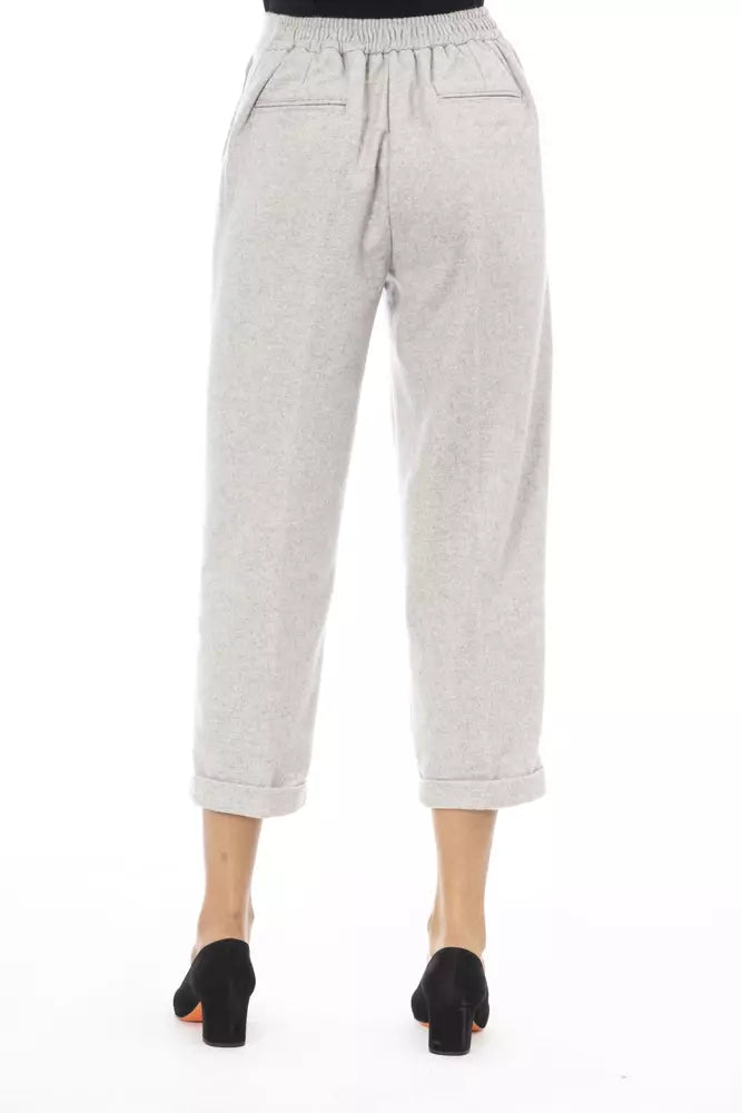 Gray Wool Women Pants