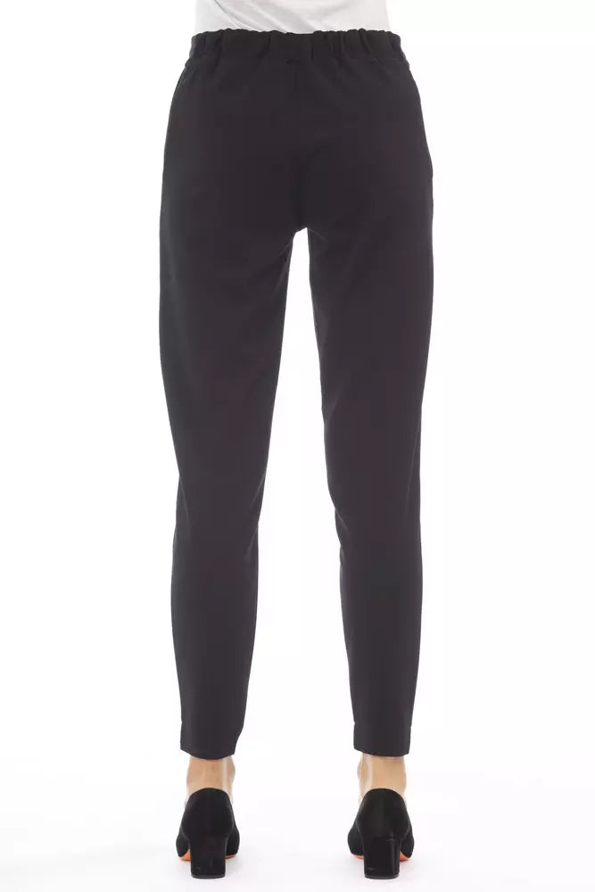 Black Polyester Women's Trouser