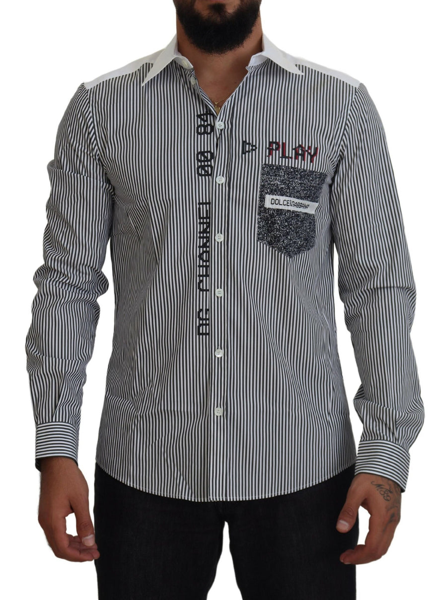 Slim Fit Striped Casual Shirt with Channel Motive