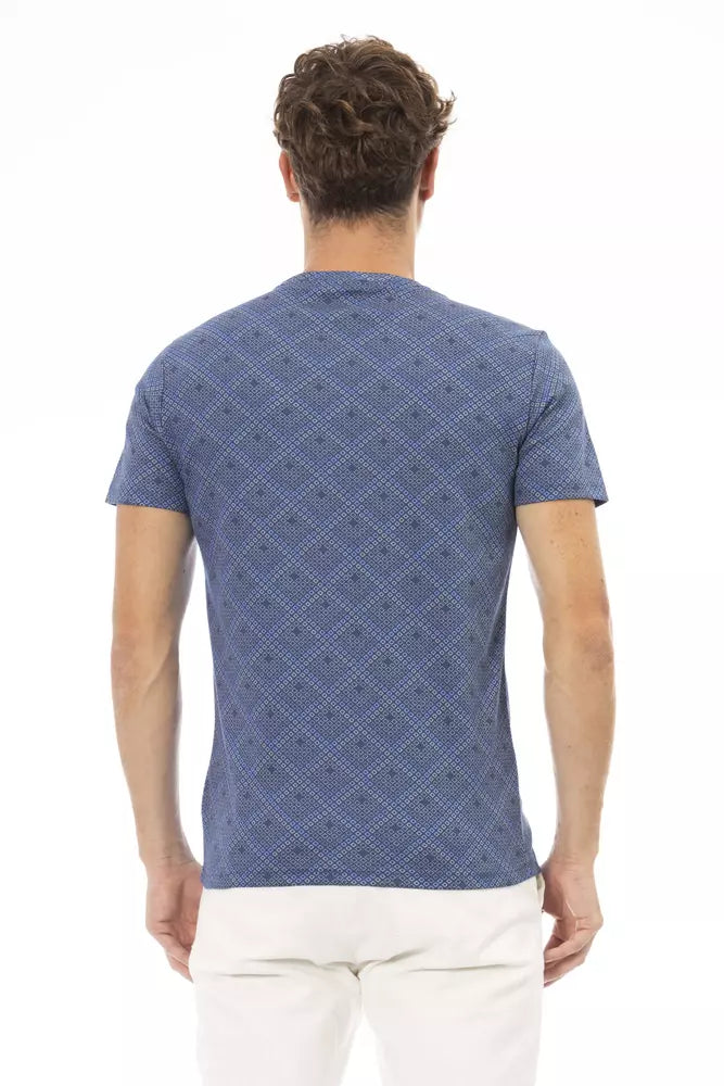 Blue Cotton Men T-Shirt