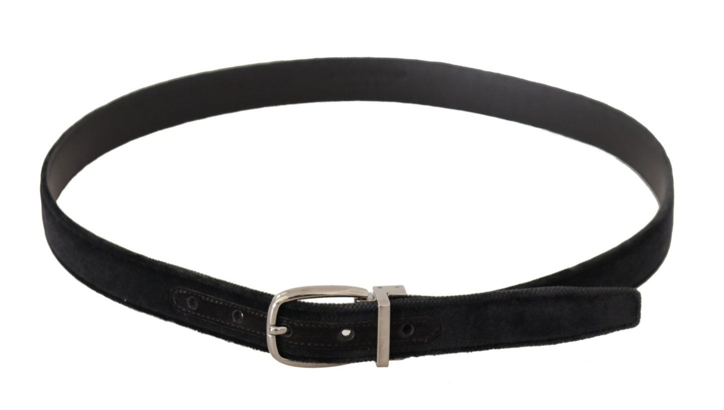 Elegant Velvet Designer Belt with Logo Engraved Buckle