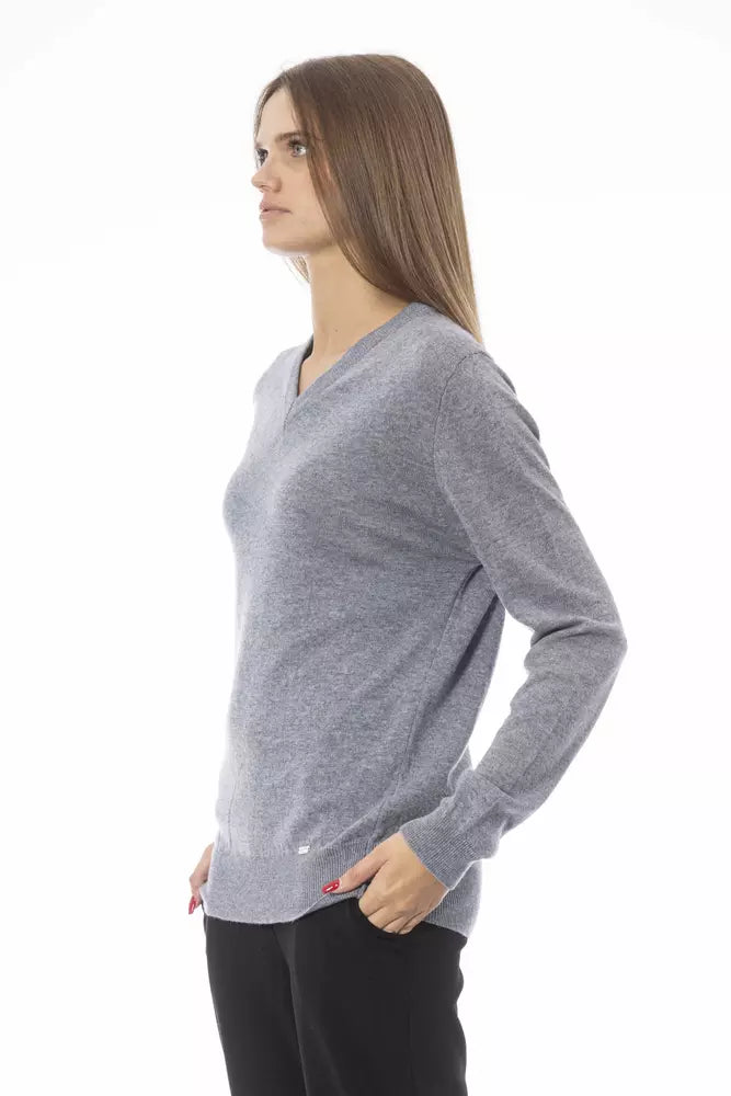 Gray Viscose Women Sweater